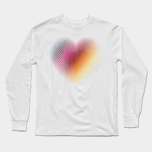 Linear Gradient on Halftone Heart (White/Clear) Long Sleeve T-Shirt